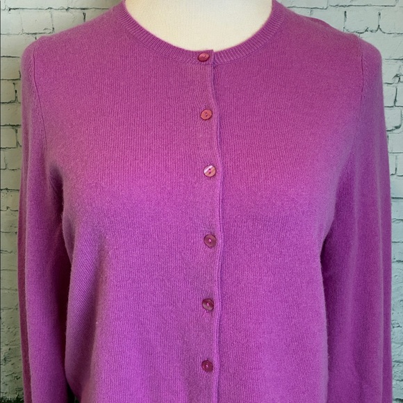 Alex Marie 100% Cashmere Cardigan Sweater Pink L Office Layering Closet Staple - Picture 4 of 16